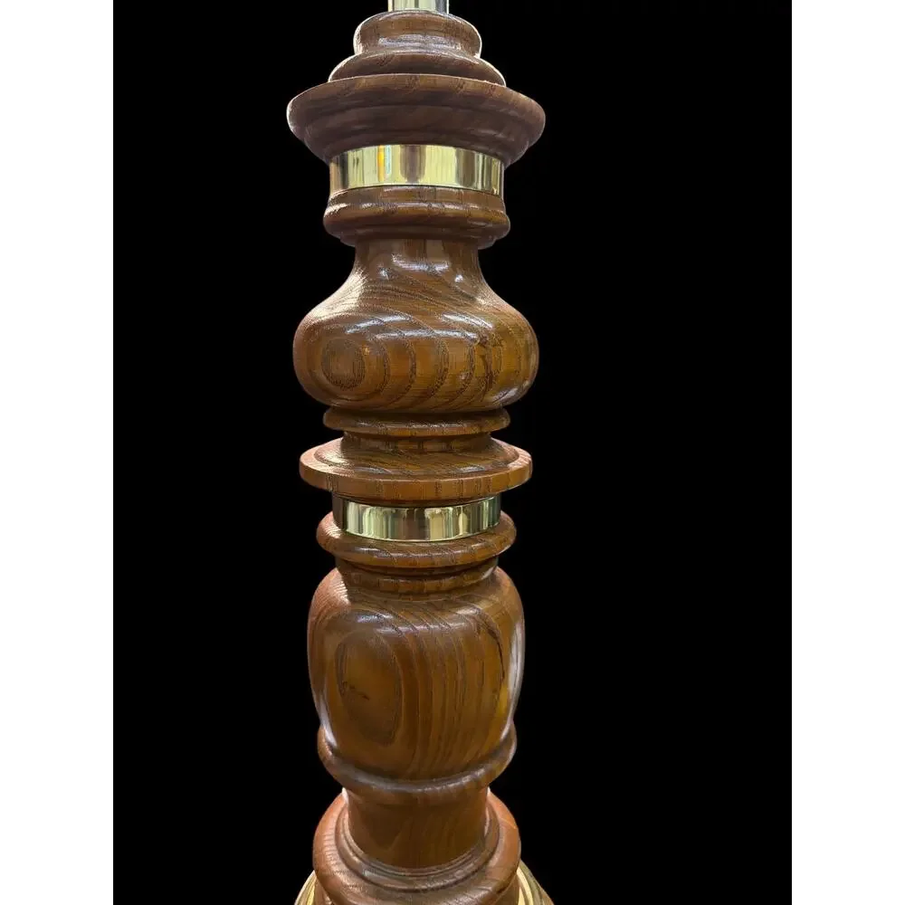 Vintage Solid Oak Brass Table Lamp Traditional Library Office 31